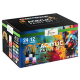 Coffret gouache acrylique complet 24x59ml + 12 pinceaux