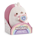 Nici peluche peluche molang arc-en-ciel avec coeur dans une boîte cadeau, 16 cm