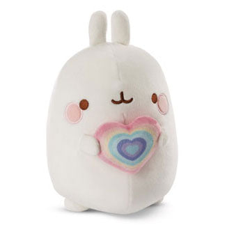Nici peluche peluche molang arc-en-ciel avec coeur dans une boîte cadeau, 16 cm