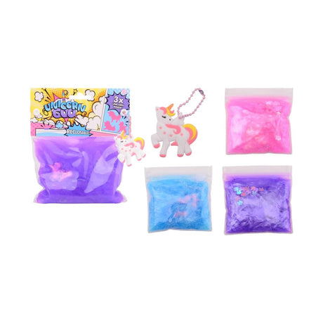 Slime Johntoy avec 3 licornes dans un sachet refermable