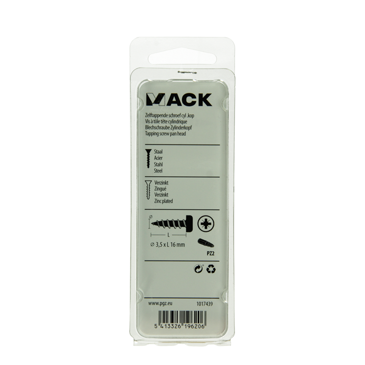 Mack 1017439 - zelftappende schroef cyl kop verz. 28st 3,5 x 16 mm | 10 stuks