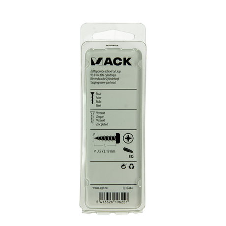 Mack 1017444 - zelftappende schroef cyl kop verz. 22st 3,9 x 19 mm | 10 stuks