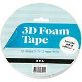 Ruban mousse 3D Creativ company, l: 12 mm, épaisseur 2 mm, 5 m 1 rouleau