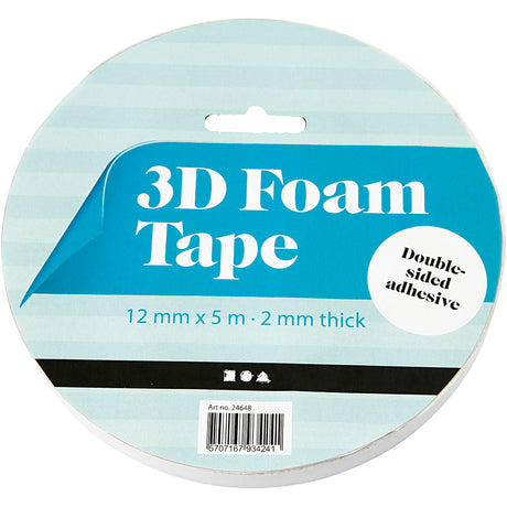 Ruban mousse 3D Creativ company, l: 12 mm, épaisseur 2 mm, 5 m 1 rouleau