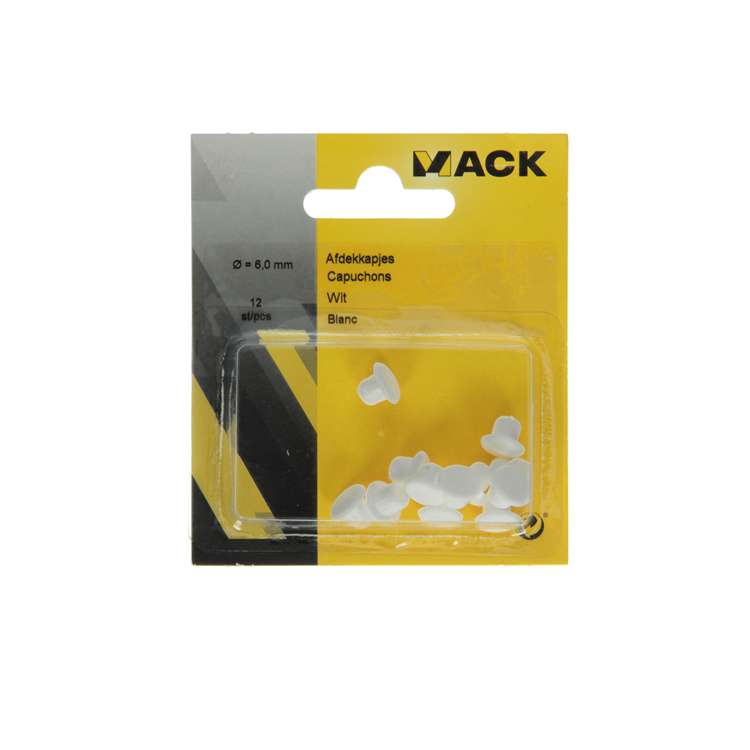 Mack 1014489 - 12 afdekkapjes wit ø 6 mm | 5 stuks
