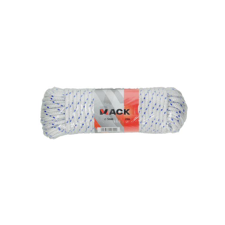 Mack 1014932 - pp gevlochten wit blauw streng5mm 20m | 5 stuks