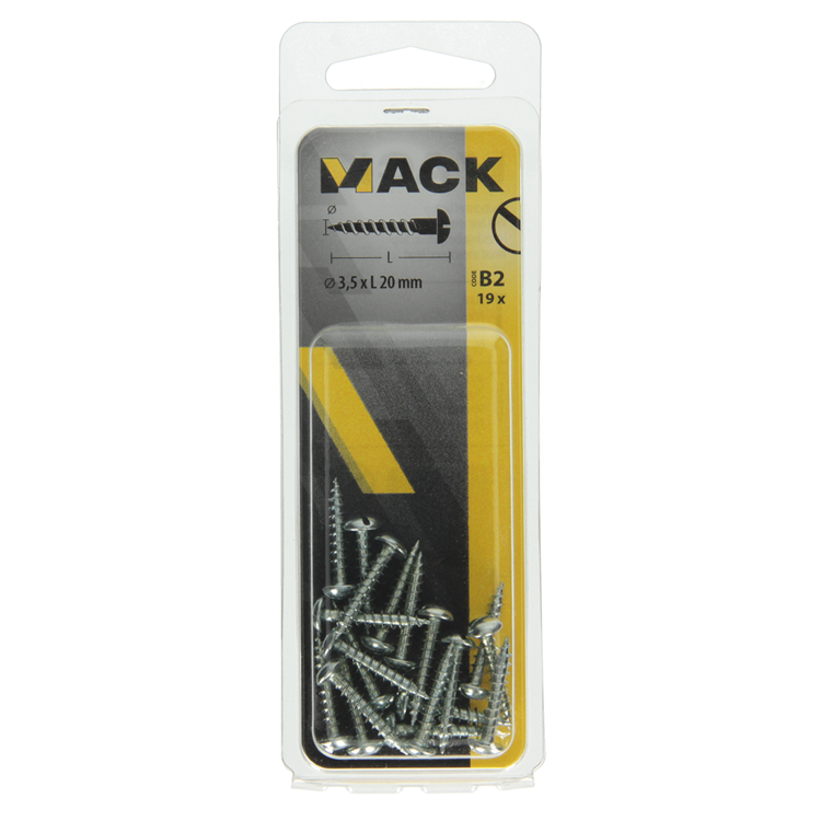 Mack 1017370 - houtschroef bolkop staal verzinkt 19 st 3,5 x 20 mm | 10 stuks