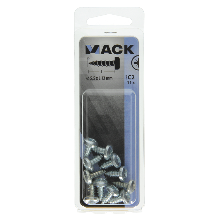 Mack 1017456 - zelftappende schroef cyl kop verz. 11st 5,5 x 13 mm | 10 stuks