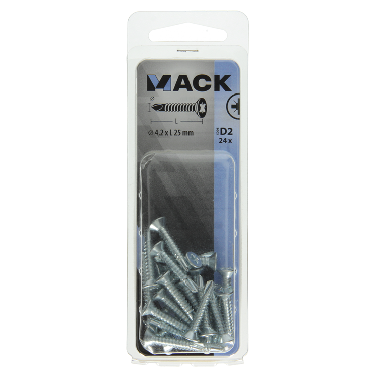 Mack 1017465 - zelfborende schroef vz kop verz. 24 st 4,2 x 25 mm | 10 stuks