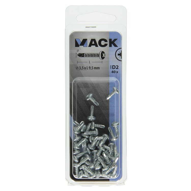Mack 1017467 - zelfborende schroef cyl. kop verz. 40st 3,5 x 9,5 mm | 10 stuks