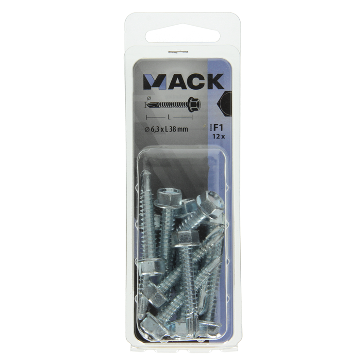 Mack 1017481 - zelfborende schroef zesk.kop verz. 12st 6,3 x 38 mm | 5 stuks