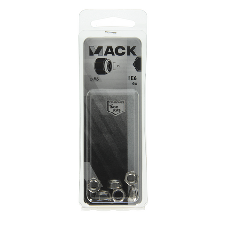 Mack 1019858 - zeskant borgmoer inox a2 6 st m 6 | 10 stuks