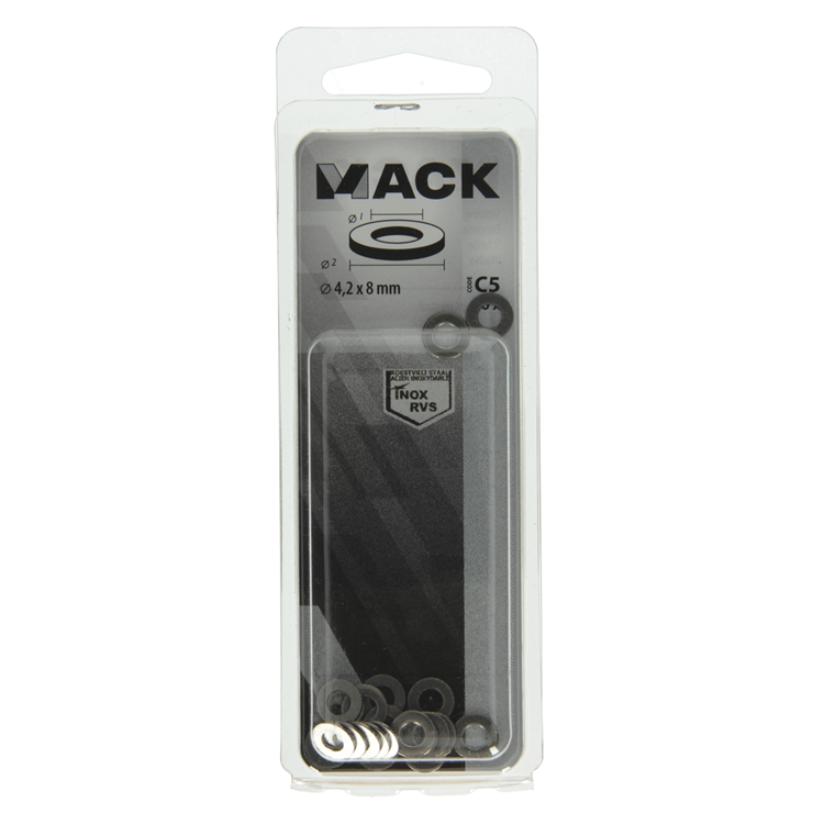 Mack 1019870 - sluitring inox a2 20 st m4 | 10 stuks