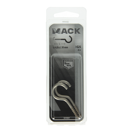Mack 1019897 - schroefhaak roestvrijstaal 2 st 4,0x30 mm | 10 stuks