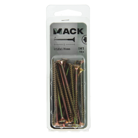 Mack 1018024 - spaanplschr.vzkop-zelfb. geelverz. 16 st 5,0 x 70 mm | 5 stuks