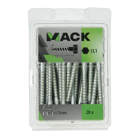 Mack 1018046 - houtdraadbout staal verzinkt 20 st 7 x 70 mm | 5 stuks