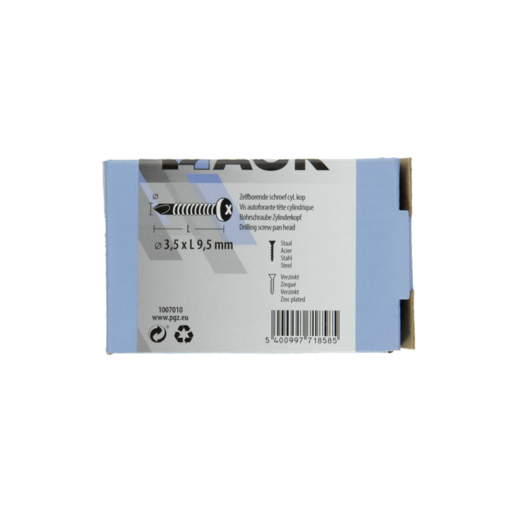 Mack 1007010 - zelfbor. schroef cyl. kop 200 200 st 3,5x9,5mm | 10 stuks