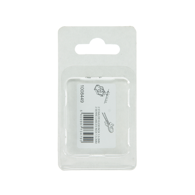 Mack 1008449 - 2 staaldraadklemmen 3mm simplex inox | 10 stuks