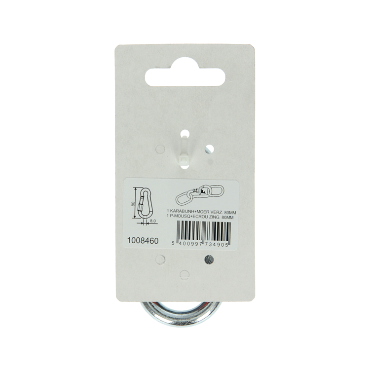 Mack 1008460 - 1 karabijnhaak + borgsl.8 x 80mm verzinkt | 10 stuks
