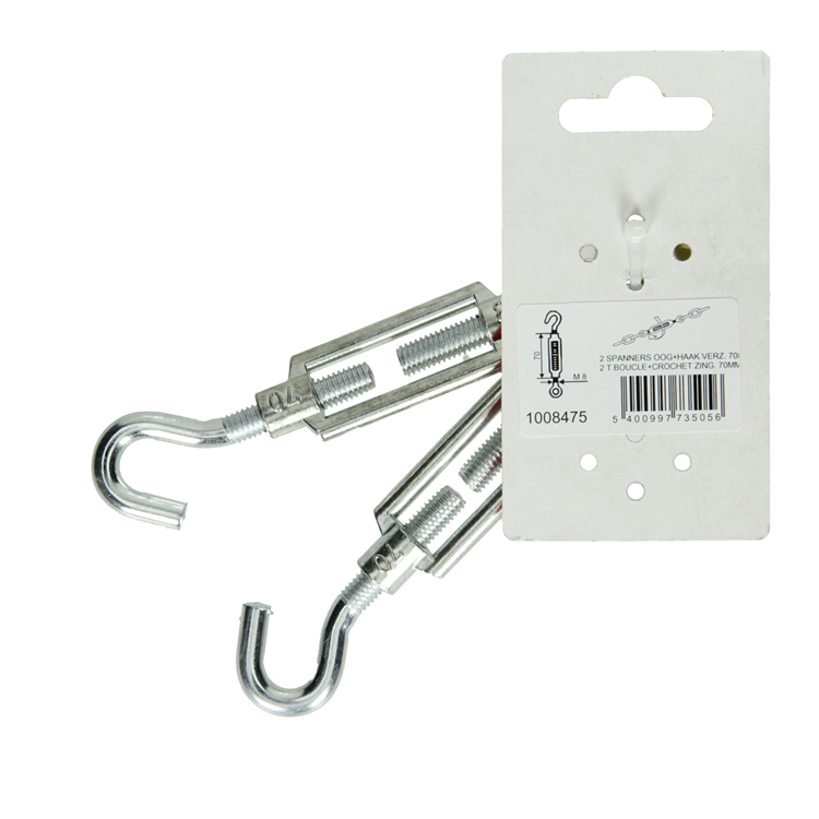 Mack 1008475 - 2 spanners oog + haak m8 x 70mm verzinkt | 10 stuks