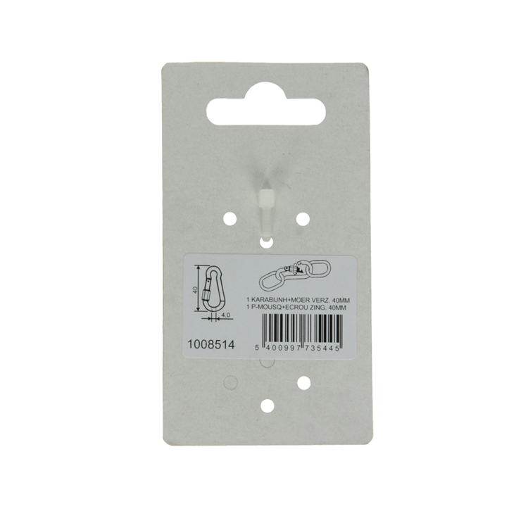 Mack 1008514 - 1 karabijnhaak + borgsl. 4 x 40mm verzinkt | 10 stuks