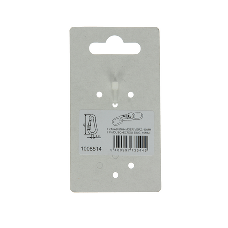 Mack 1008514 - 1 karabijnhaak + borgsl. 4 x 40mm verzinkt | 10 stuks