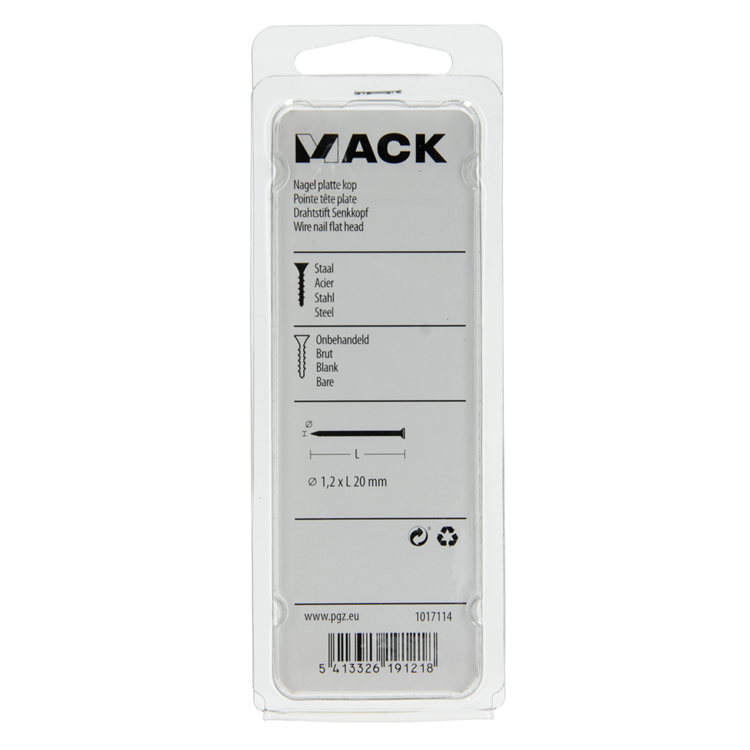 Mack 1017114 - nagel platte kop 90 gr 1,2 x 20 mm | 5 stuks