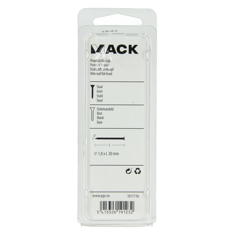Mack 1017116 - nagel platte kop 100 gr 1,8 x 30 mm | 5 stuks