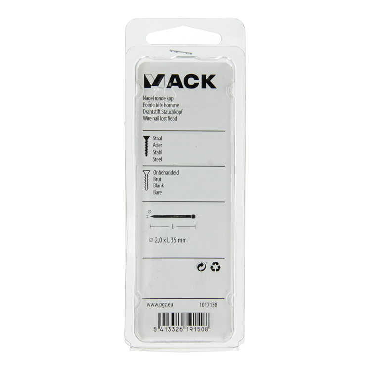 Mack 1017138 - nagel ronde kop 100 gr 2,0 x 35 mm | 5 stuks