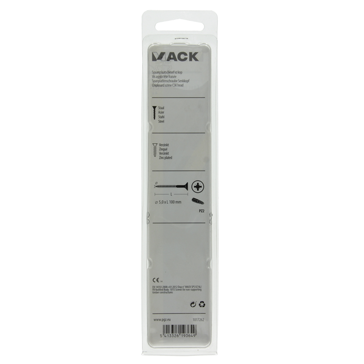 Mack 1017262 - spaanplaatschroef vz kop geelverz. 4 st 5,0 x 100 mm | 5 stuks