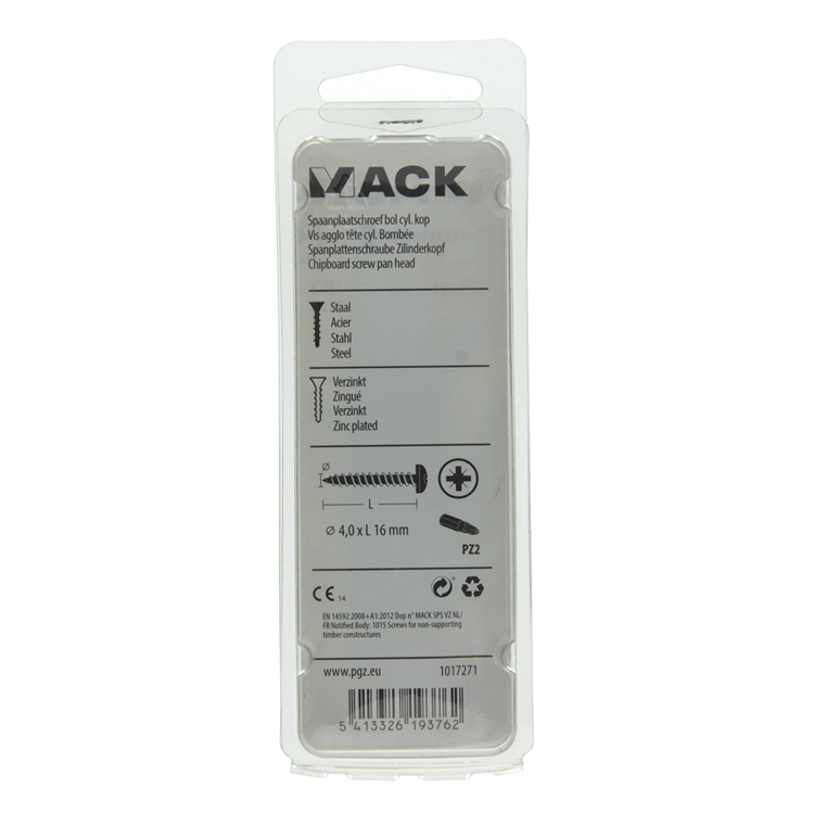 Mack 1017271 - spaanplaatschroef cylkop geelverz.35 st 4,0 x 16 mm | 10 stuks