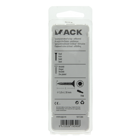 Mack 1017284 - spaanplschr.vzkop-zelfb. geelverz. 35 st 3,0 x 30 mm | 10 stuks
