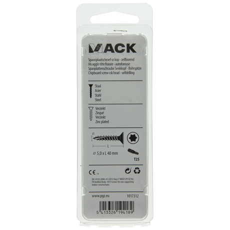 Mack 1017312 - spaanplschr.vzkop-zelfb. geelverz. 12 st 5,0 x 40 mm | 10 stuks