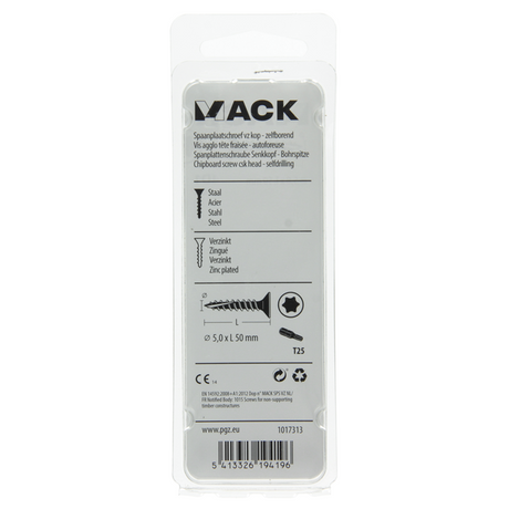 Mack 1017313 - spaanplschr.vzkop-zelfb. geelverz. 10 st 5,0 x 50 mm | 10 stuks