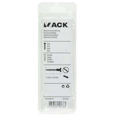 Mack 1017366 - houtschroef verzonken kop verz6 st 6,0 x 50 mm | 10 stuks