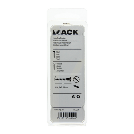 Mack 1017374 - houtschroef bolkop staal verzinkt 12 st 4,0 x 30 mm | 10 stuks