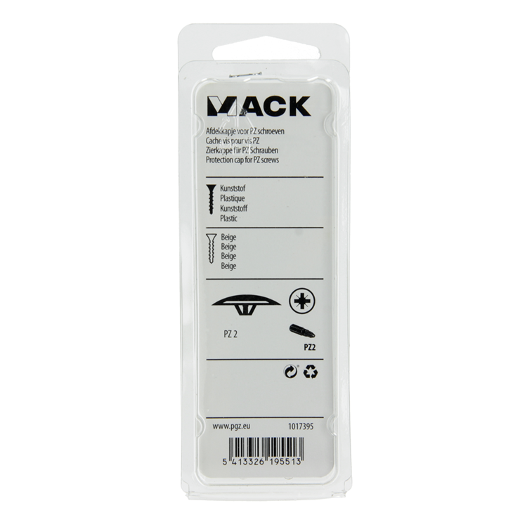 Mack 1017395 - afdekkapje vr pz schr.kunst. beige 40 st pz 2 | 10 stuks