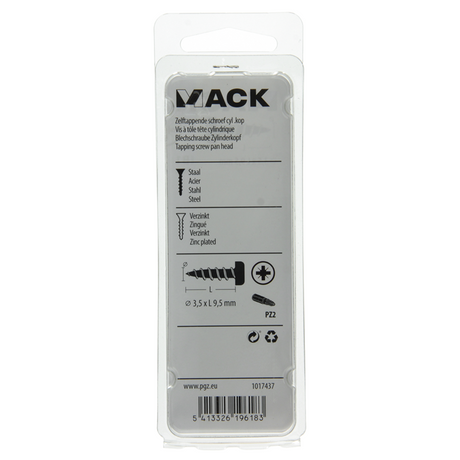 Mack 1017437 - zelftappende schroef cyl kop verz. 30st 3,5 x 9,5 mm | 10 stuks
