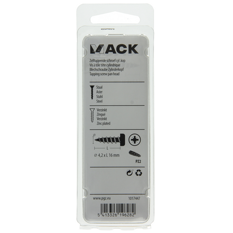 Mack 1017447 - zelftappende schroef cyl kop verz. 20st 4,2 x 16 mm | 10 stuks