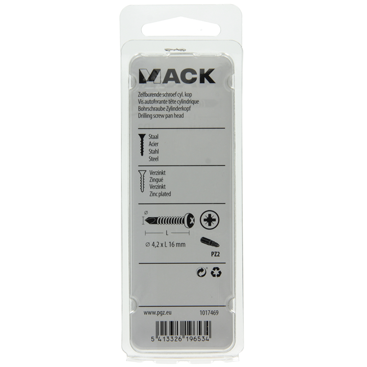 Mack 1017469 - zelfborende schroef cyl. kop verz. 28st 4,2 x 16 mm | 10 stuks