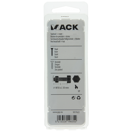 Mack 1017622 - tapbout + moer staal verzinkt 2 st m10 x 50 mm | 5 stuks