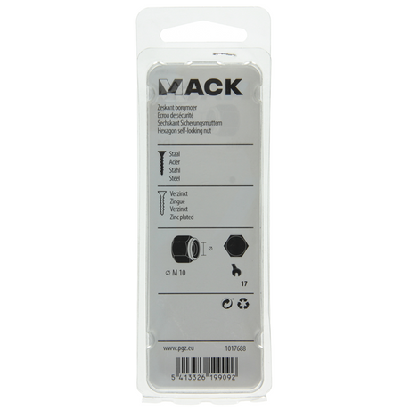 Mack 1017688 - zeskant borgmoer staal verzinkt 6 st m10 | 10 stuks