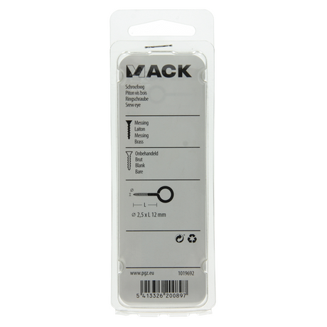 Mack 1019692 - schroefoog messing 6 st 2,5 x 12mm | 10 stuks