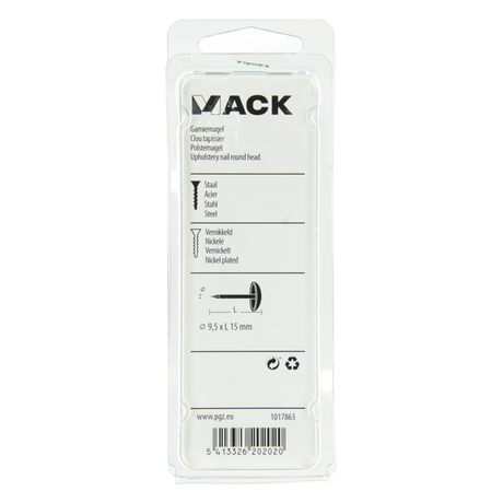 Mack 1017863 - garniernagel staal vernikkeld 40 st 9,5 x 15 mm | 10 stuks