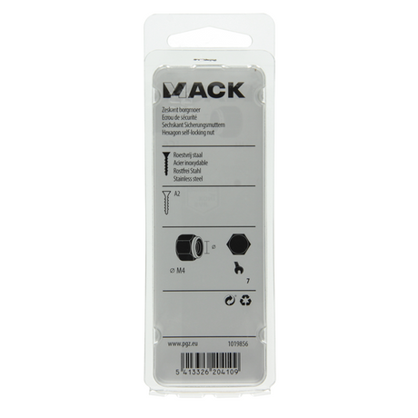 Mack 1019856 - zeskant borgmoer inox a2 6 st m 4 | 10 stuks