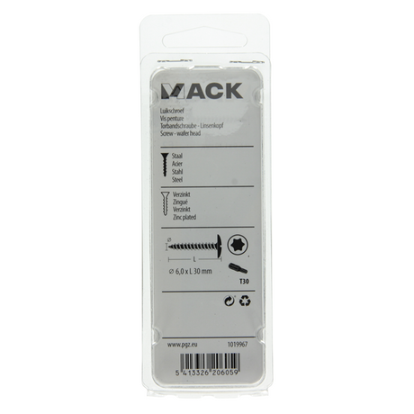 Mack 1019967 - luikschroef zwart 6,0 x 30 mm 9st | 5 stuks