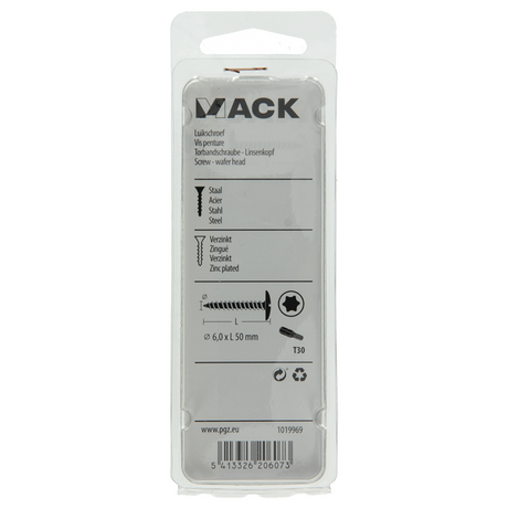 Mack 1019969 - luikschroef zwart 6,0 x 50 mm 7st | 5 stuks
