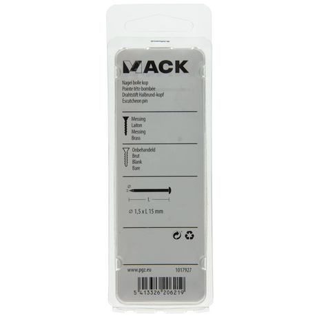 Mack 1017927 - nagel bolle kop messing 100 gr1,5 x 15 mm | 5 stuks