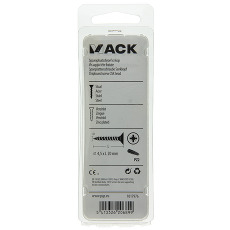 Mack 1017976 - spaanplaatschroef vz kop geelverz. 70st 4,5 x 20 mm | 5 stuks