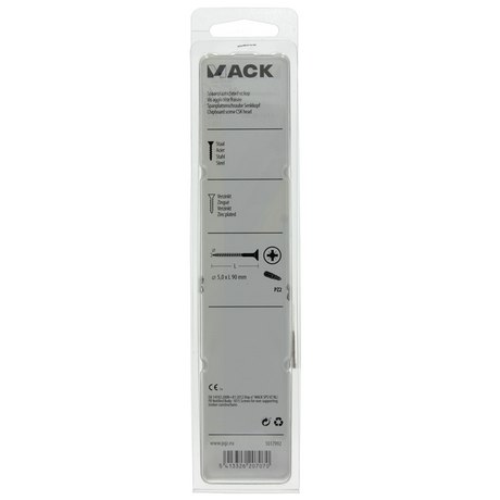 Mack 1017992 - spaanplaatschroef vz kop geelverz. 18st 5,0 x 90 mm | 5 stuks